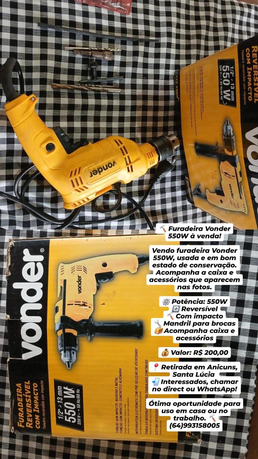 Furadeira Vonder 550W usada - R$ 200